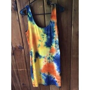 Heart & Hips Tie Dye Bodycon Dress Siz E L Boho Party Girl Hippie Flower Child